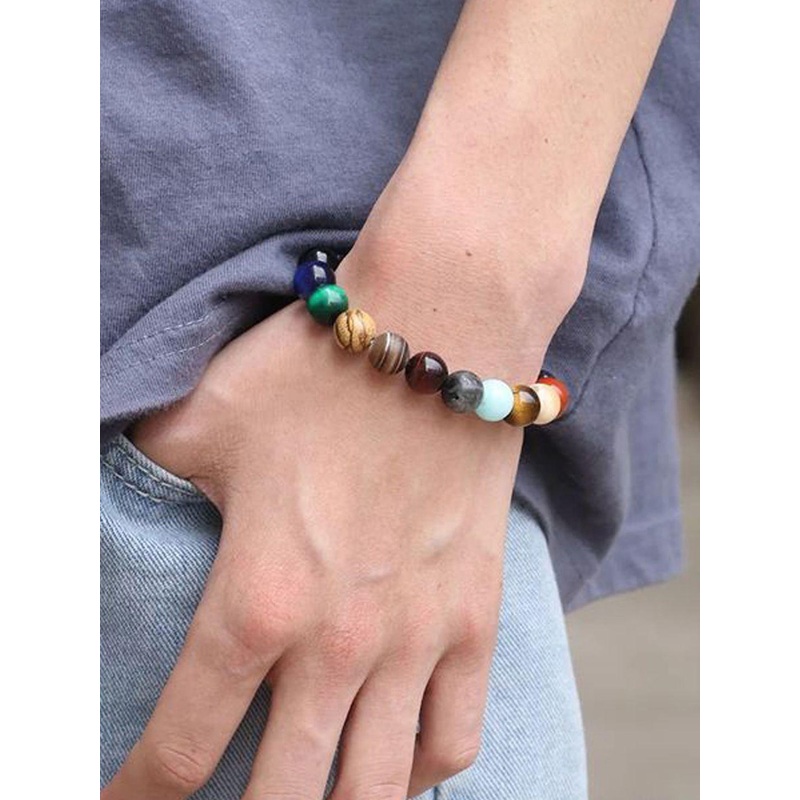 Jewels Galaxy Men Artificial Beaded Elasticated Bracelet