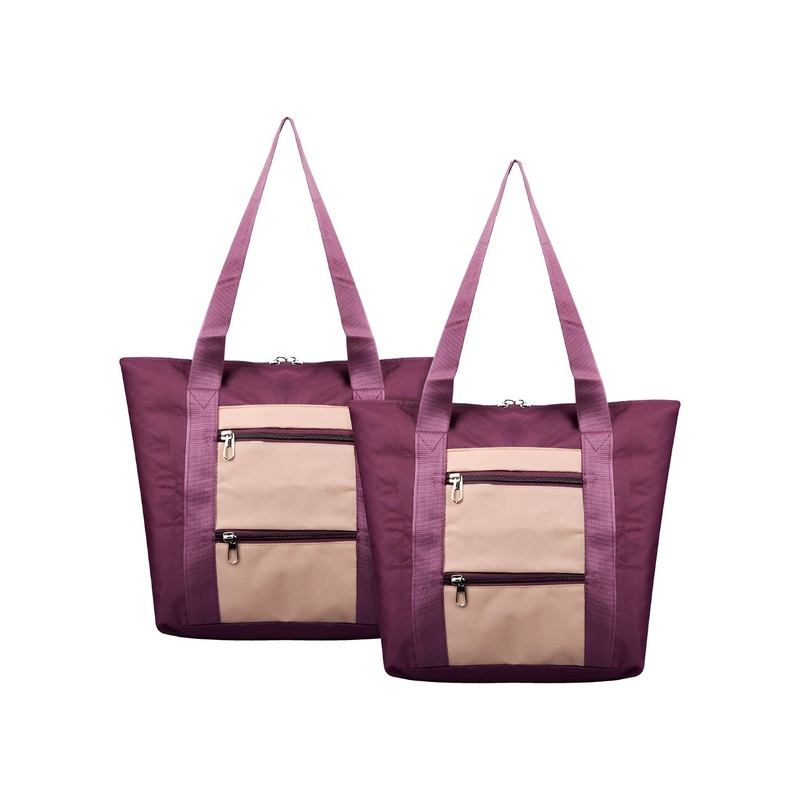 Kuber Industries Unisex Set Of 2 Colourblocked Tote Bags