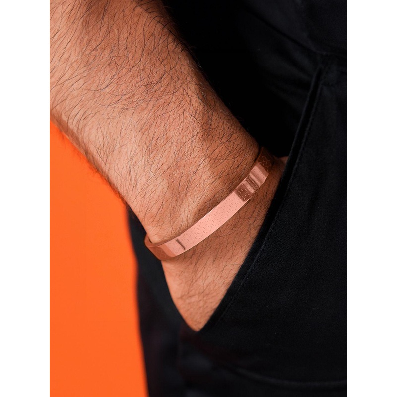 SWASHAA Men Ian Stainless Steel Rose Gold-Plated Kada Bracelet