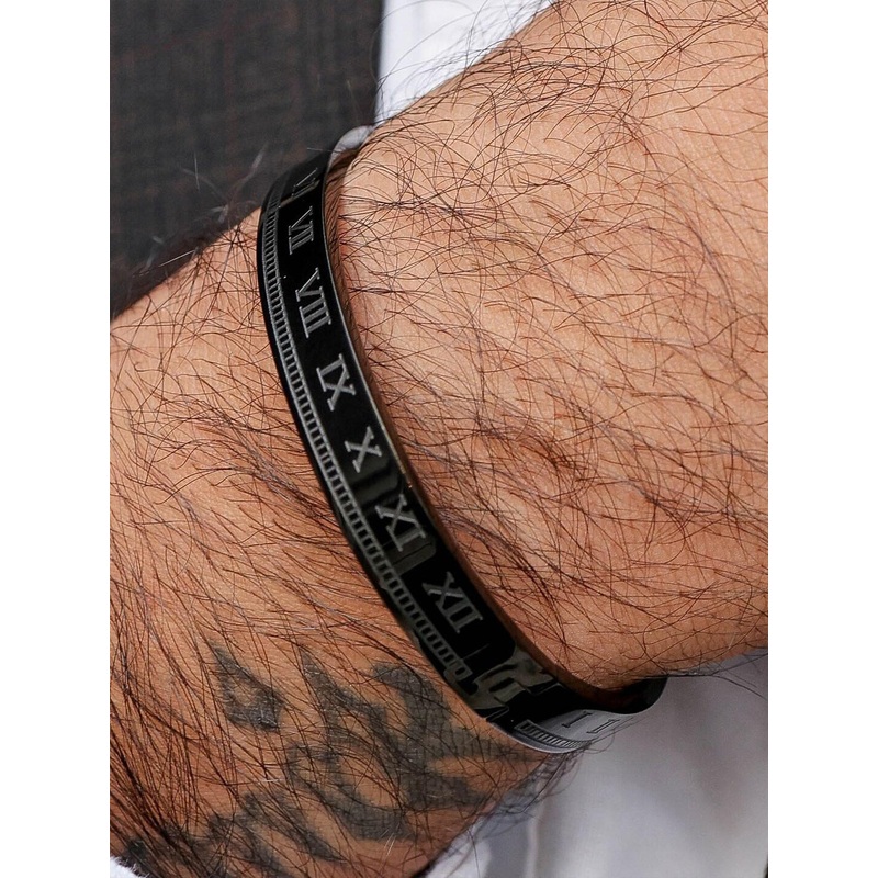 SWASHAA Men Rhodium-Plated Kada Bracelet