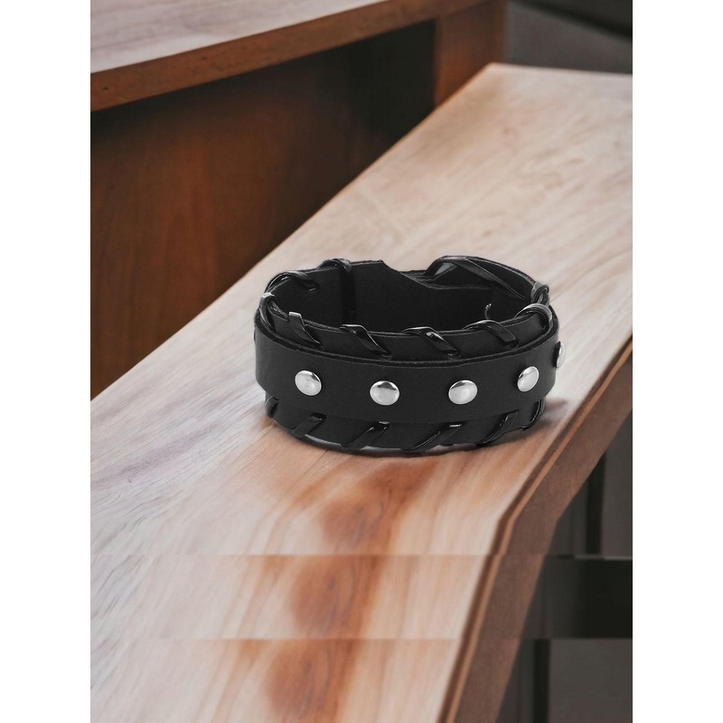The Roadster Lifestyle Co. Bold Men Leather Strap Wraparound Bracelet