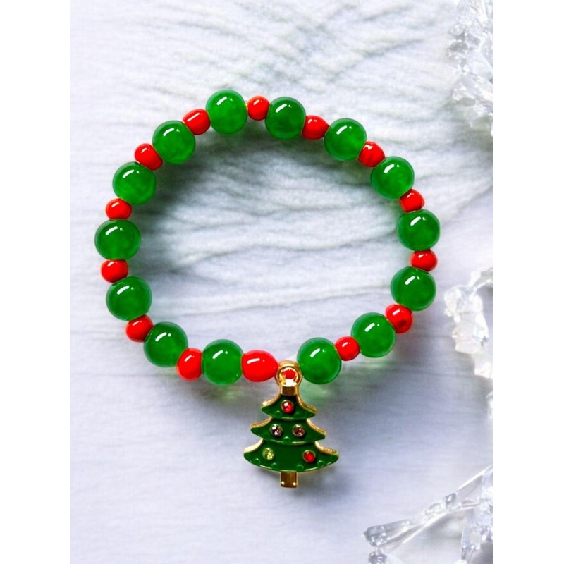 The Roadster Lifestyle Co Men Christmas Tree Charm Beads Bracelet