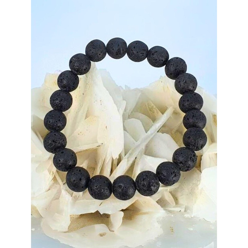 The Roadster Lifestyle Co Men Natural Lava Beads Handmade Stretchable Bracelet