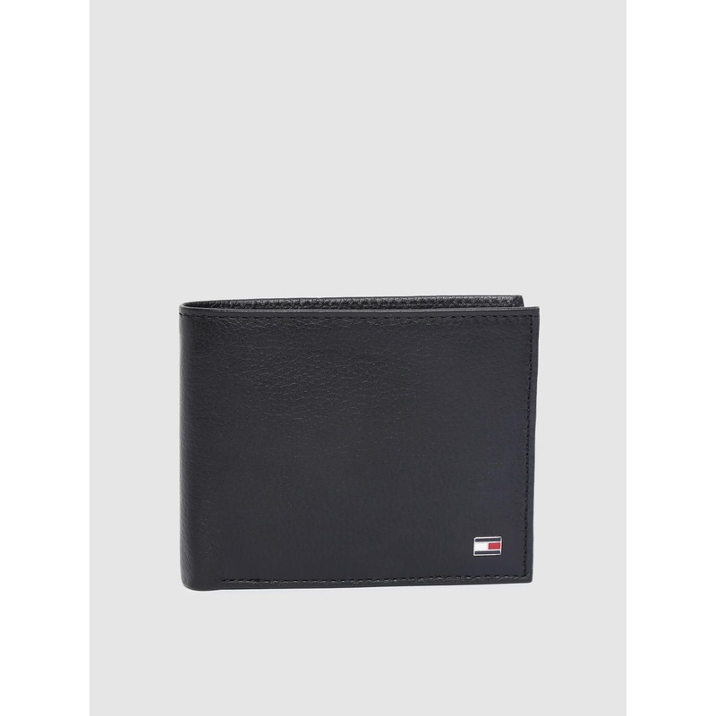 Tommy Hilfiger Men Black Solid Genuine Leather Two Fold Wallet