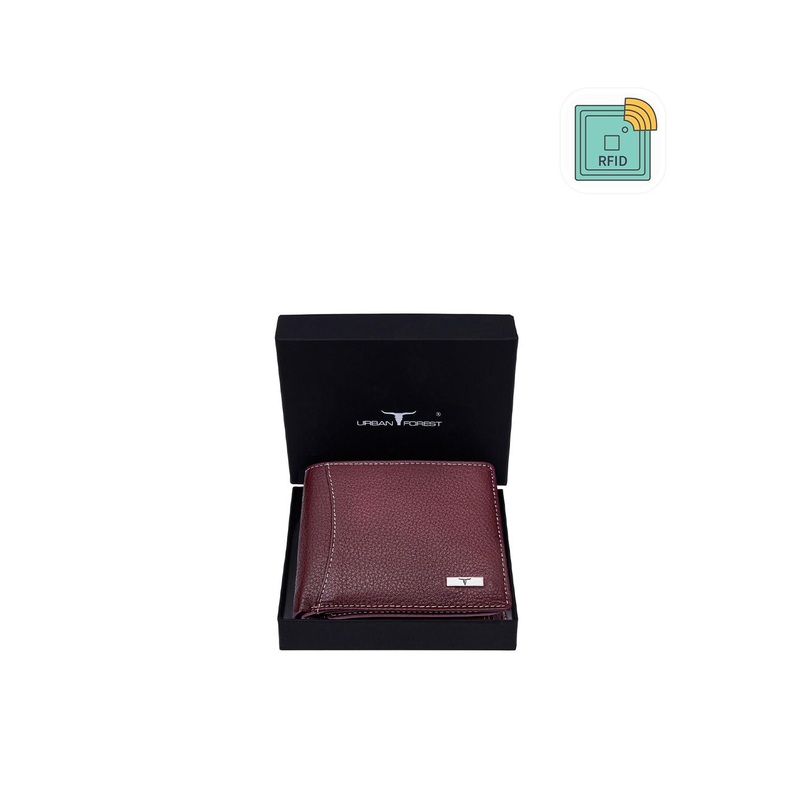 URBAN FOREST Men Brown Leather Two Fold Wallet