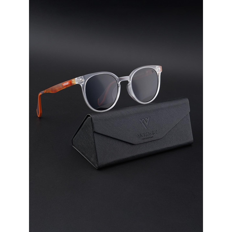 Voyage Unisex Green Lens & Orange Round Sunglasses with Polarised and UV Protected Lens