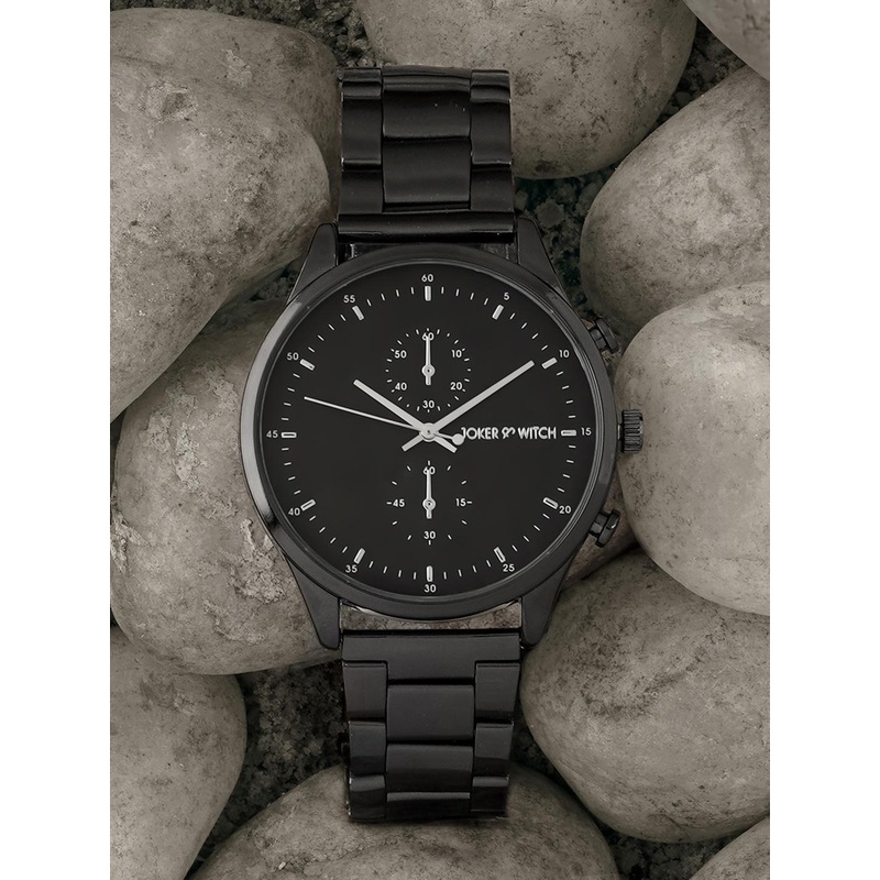 JOKER & WITCH Men Black Patterned Metallic Dial & Black Straps Analogue Watch