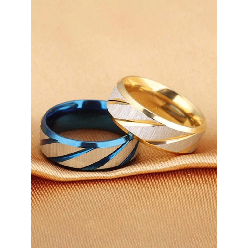 MEENAZ Men Set Of 2 Gold-Plated Finger Rings