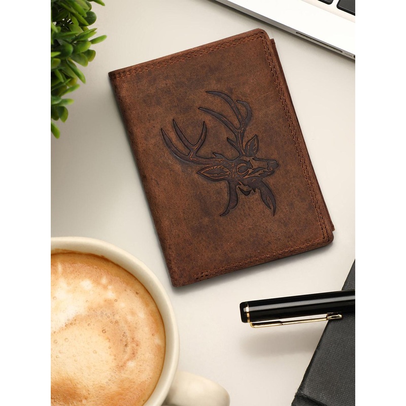 Sassora Men Animal Embossed Leather Two Fold Wallet