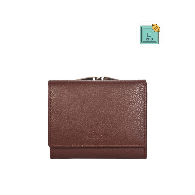 Sassora Men Brown & Gold-Toned Leather Three Fold Wallet