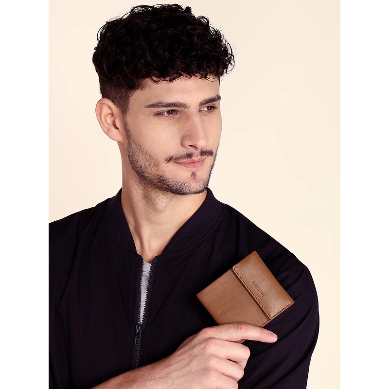 Sassora Men Leather Rfid Three Fold Wallet