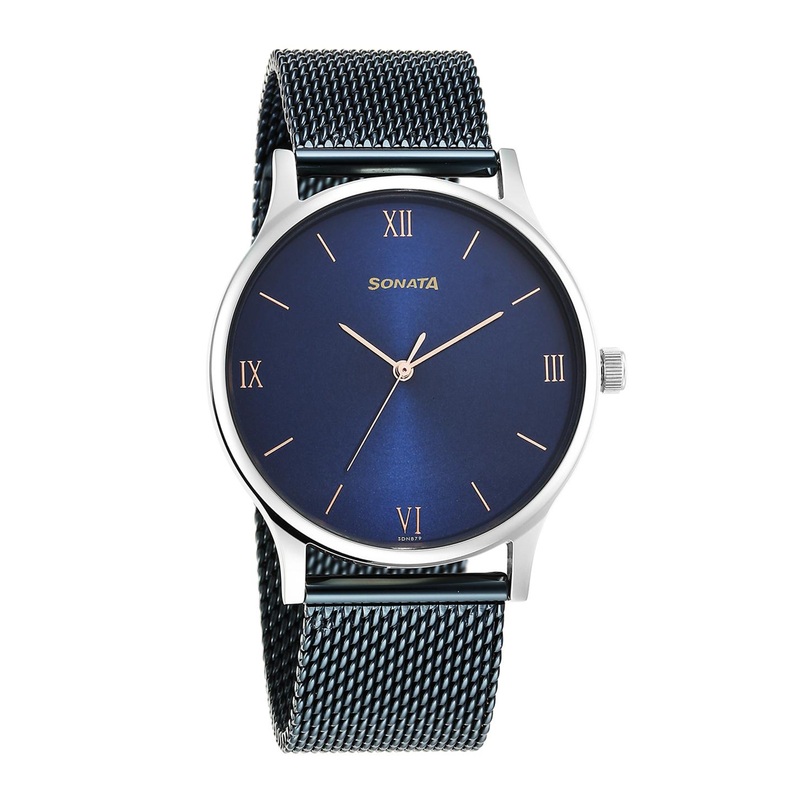 Sonata Men Water Resistance Stainless Steel Analogue Watch 77105KM02