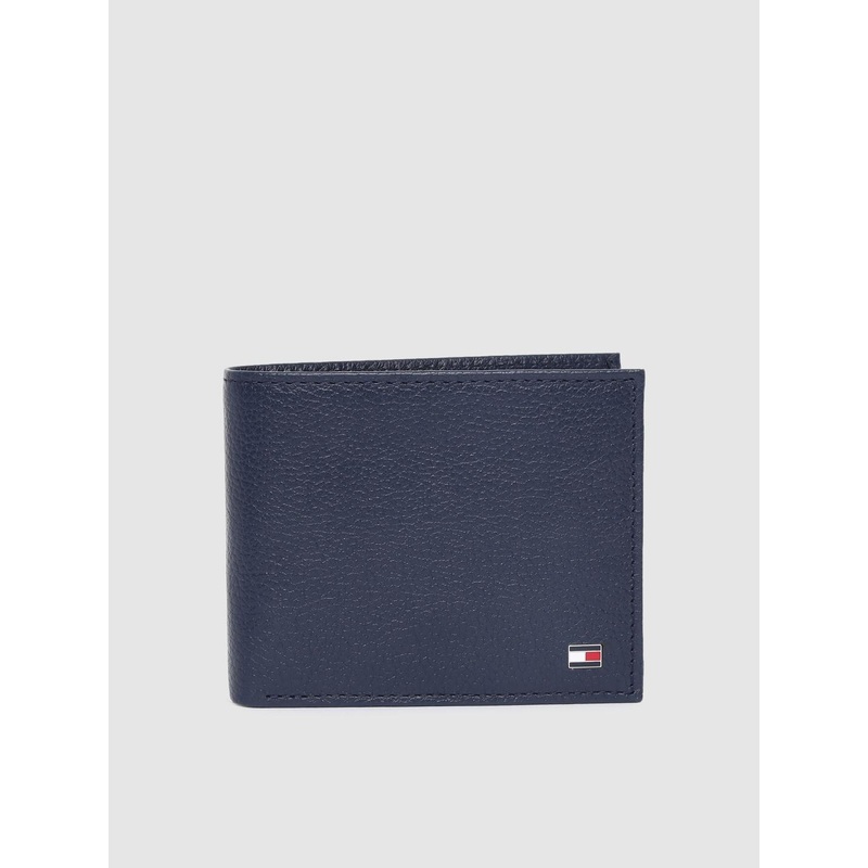 Tommy Hilfiger Men Blue Solid Leather Two Fold Wallet