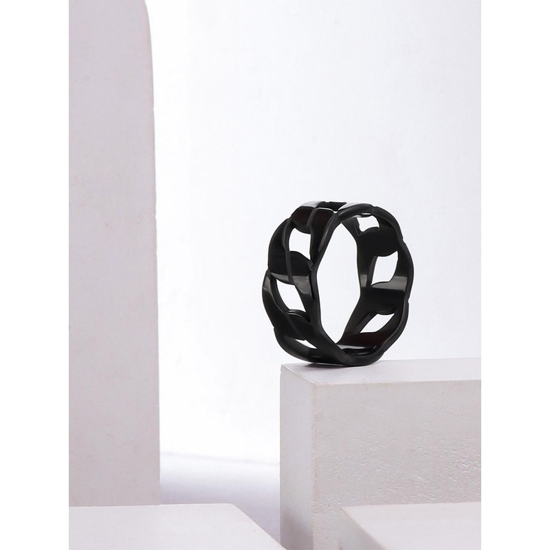 Yellow Chimes Men Stainless Steel Link Chain Band Style Finger Ring