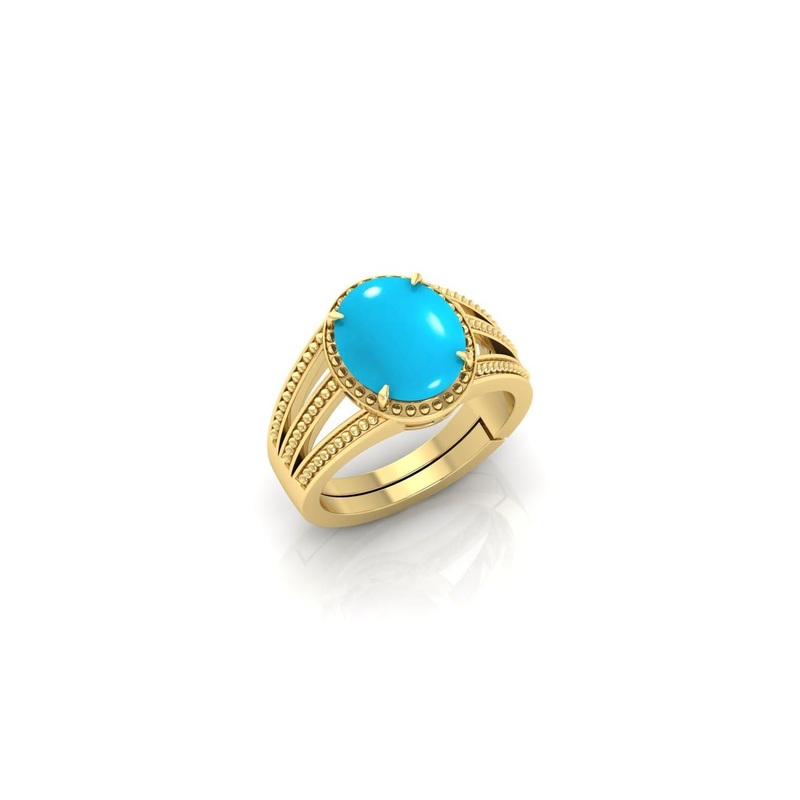 14.25 Ratti Turquoise Stone Firoja Gemstone Gold Plated Adjustable Ring