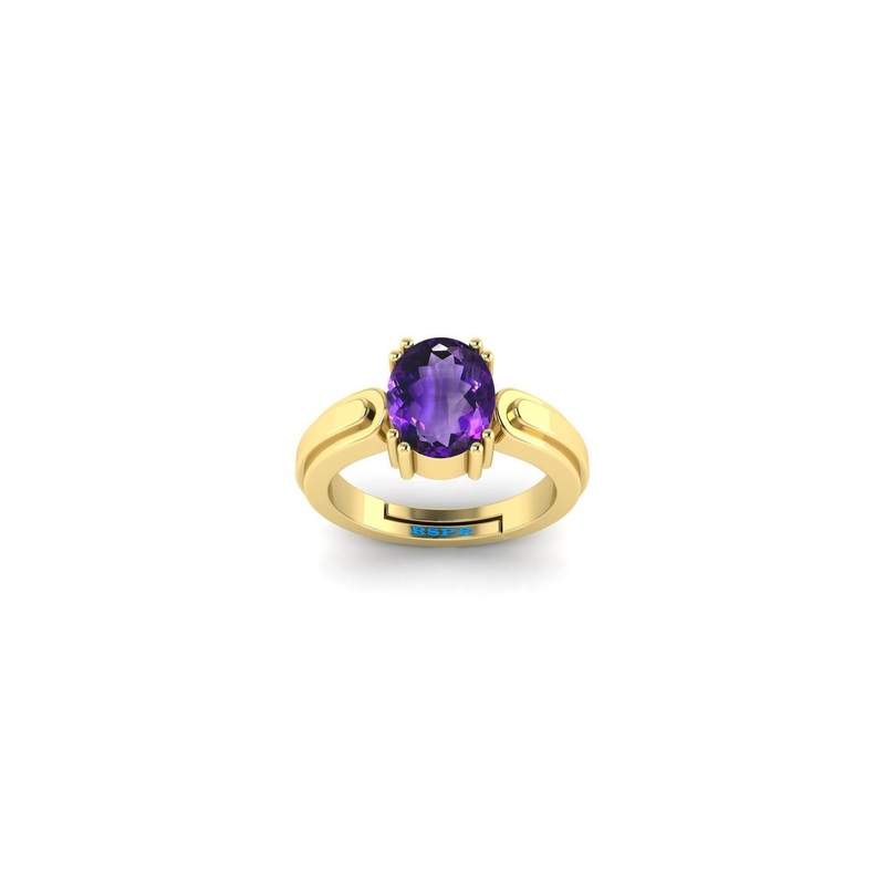 7.25 Ratti Unisex Purple Color Gold-Plated Amethyst Stones Adjustable Finger Ring