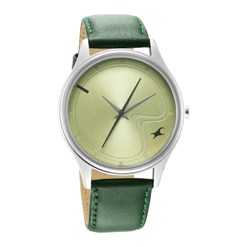 Fastrack Men Brass Dial & Leather Straps Analogue Watch 3290SL02