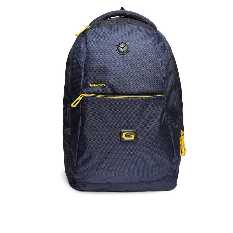 Gear Unisex Navy Blue Solid Laptop Backpack