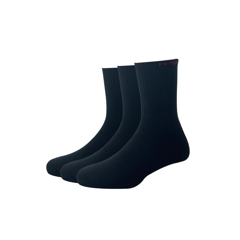 Peter England Men Pack Of 3 Black Solid Calf-Length Socks