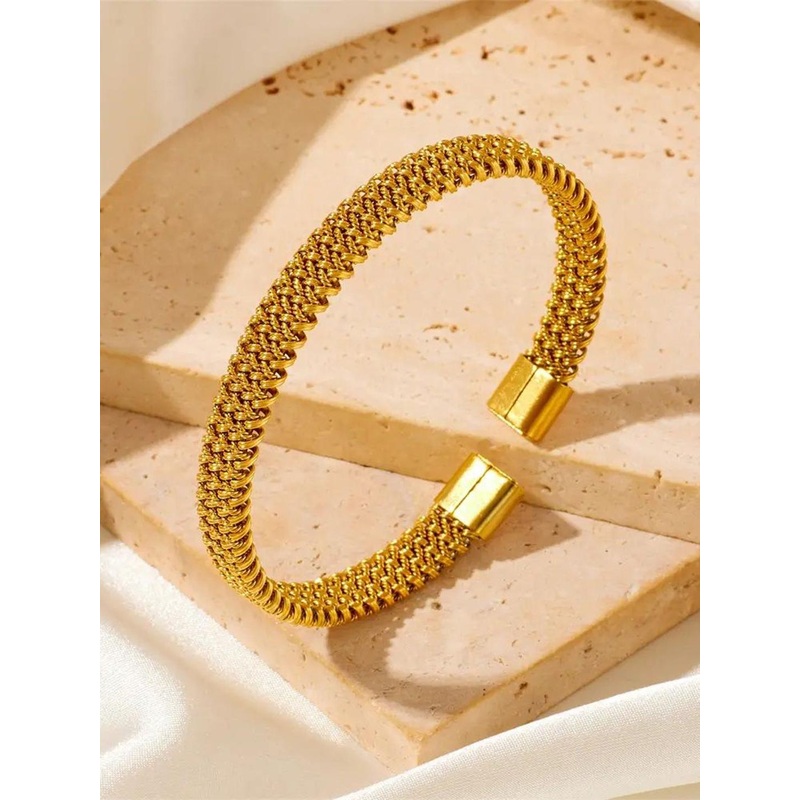 The Roadster Lifestyle Co. Men Gold-Plated Stainless Steel Oxidised Wraparound Bracelet