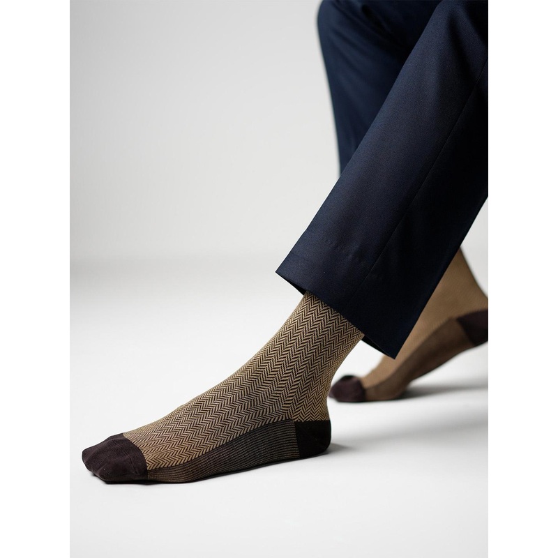 Theater Men Brown Mercerized Cotton Formal Socks
