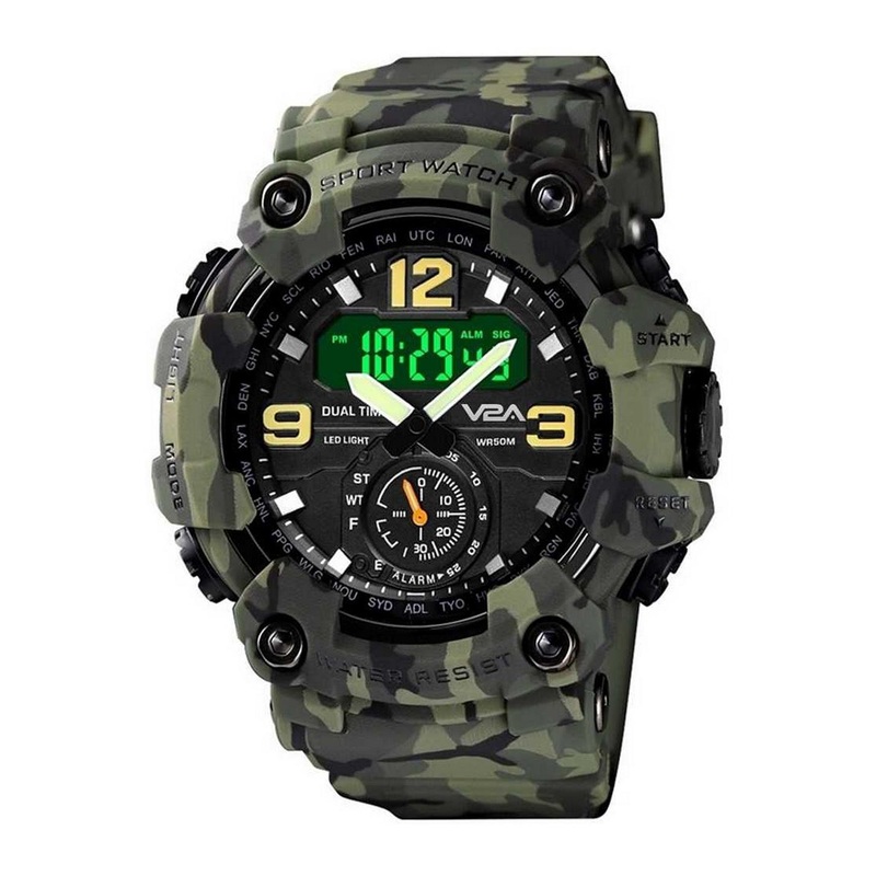 V2A Men Green Dial & Green Straps Analogue and Digital Multi Function Watch V2A-1637-Camo