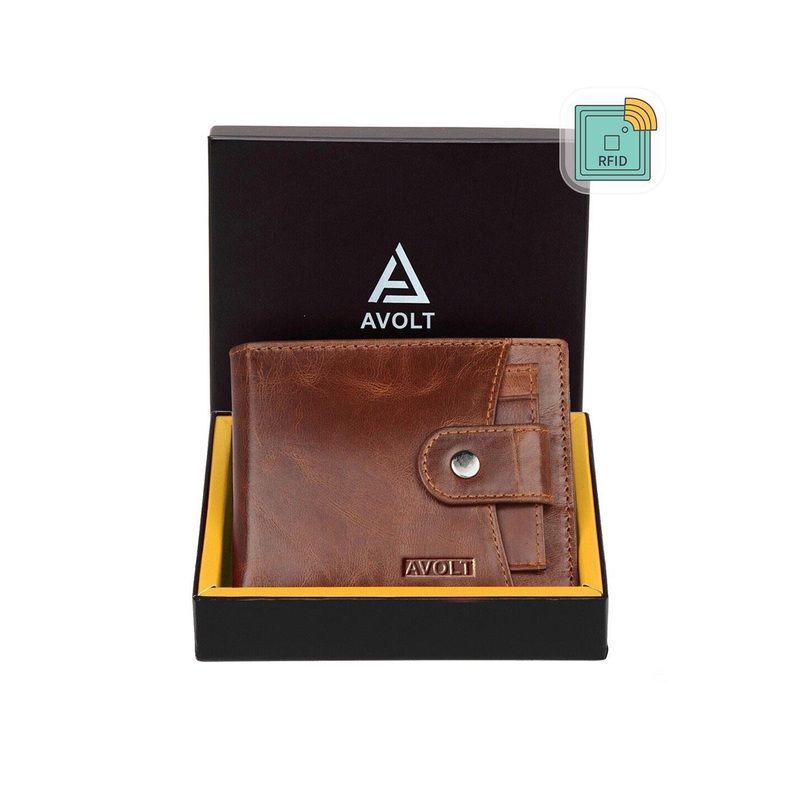 AVOLT Men Tan Brown Textured Leather Two Fold Wallet