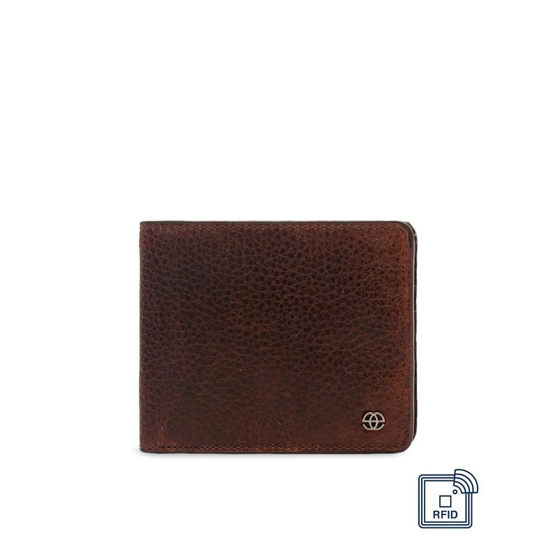 Eske Men Brown Leather Textured Two Fold Wallet