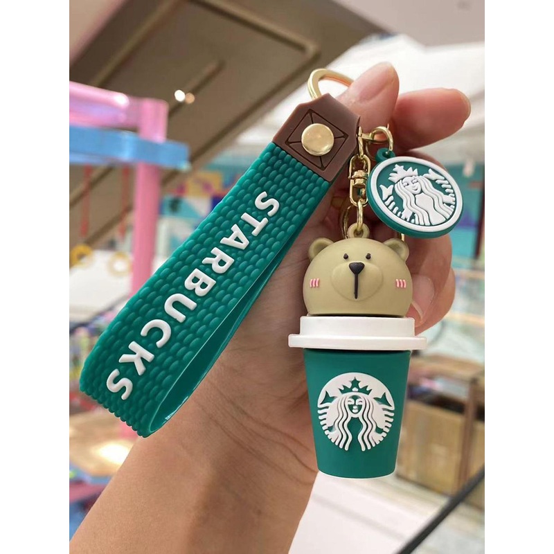 Flenzy Teddy Bear Starbucks Coffee Sipper key Chain