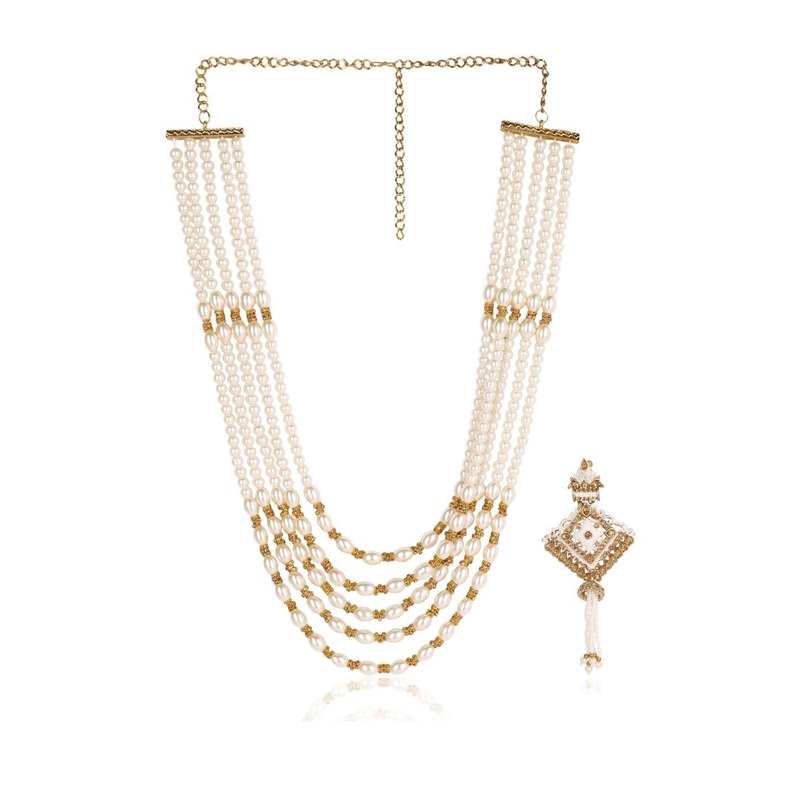 JIYANSHI FASHION Premium Beaded Groom Mala with Brooch