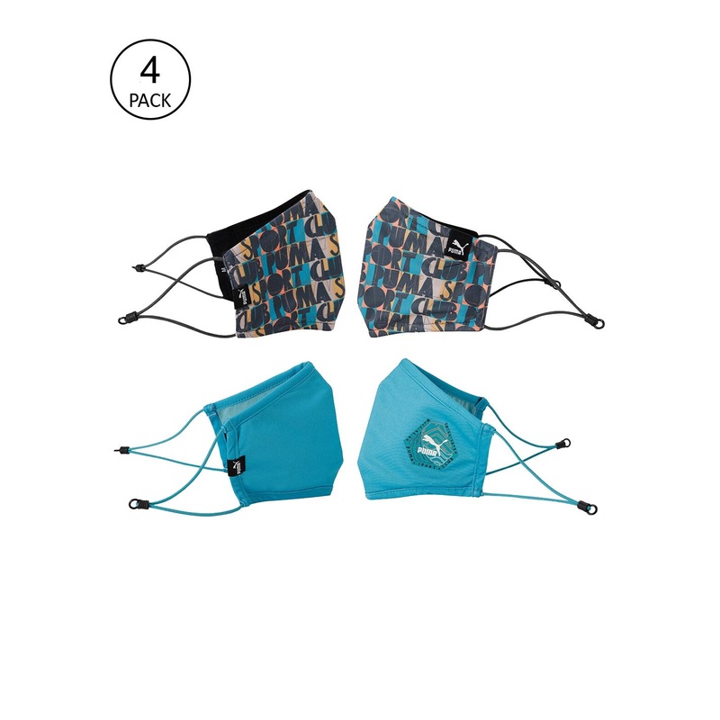 Puma Set Of 4 Black & Blue 3 Ply Hill Camp Cloth Face Masks