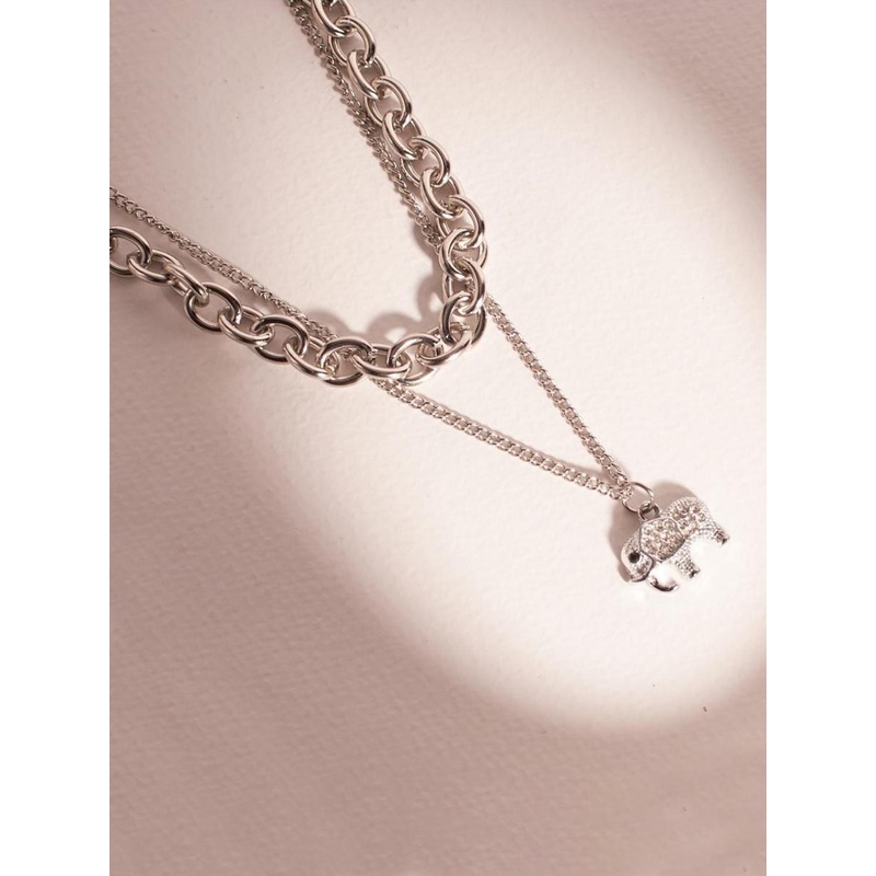 SALTY Artificial Stone-Studded Embrace Layered Necklace