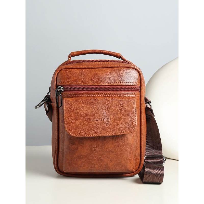 SAMTROH Men Textured Crossbody Sling Bag