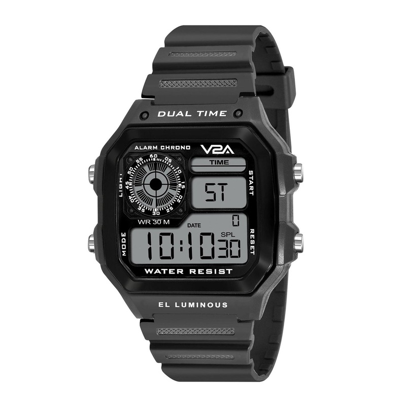 V2A Men Dial & Wrap Around Straps Digital Watch V2A-1299-Grey-0