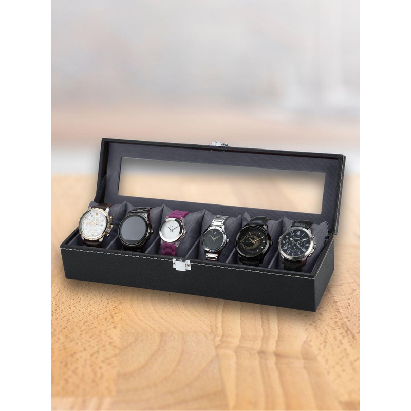 ZENWOOD Black 6 Slots Watch Organiser Box