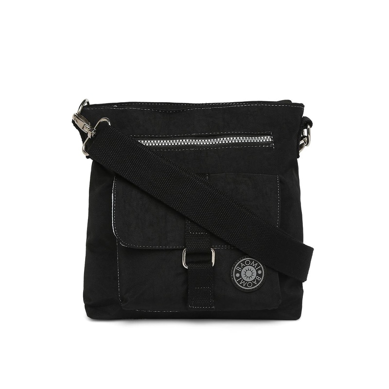 BAOMI Black Structured Sling Bag
