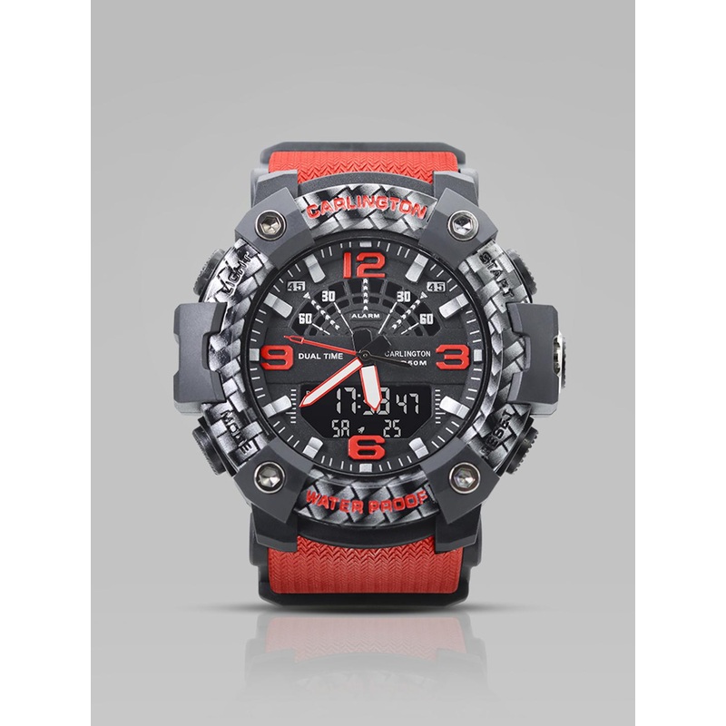 CARLINGTON Men Round Hybrid Multi Function Watch Endurance 9103 Red