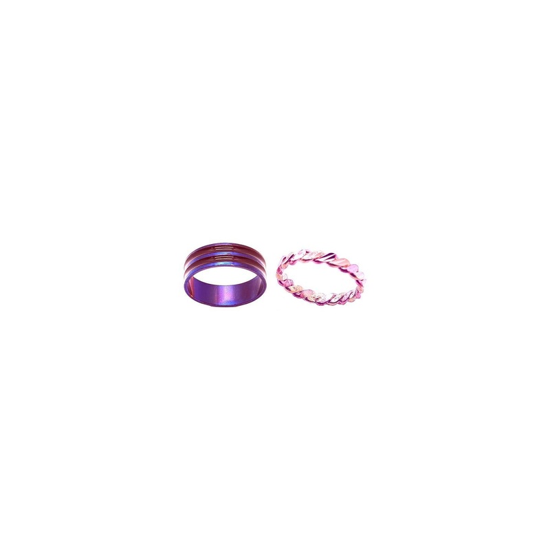 Dynamic Retail Global Set of 2 Rings for Men & Women, Purple-Purple Alloy Ring ()
