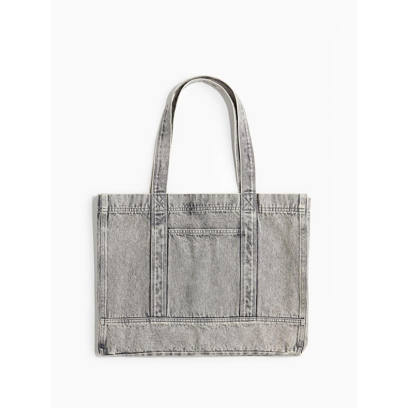 H&M Washed-Look Denim Shopper Handbags
