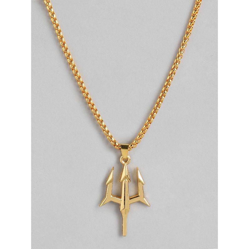 PARIS HAMILTON Gold-Plated Trident Anime Dragon Tooth Pendant with Chain