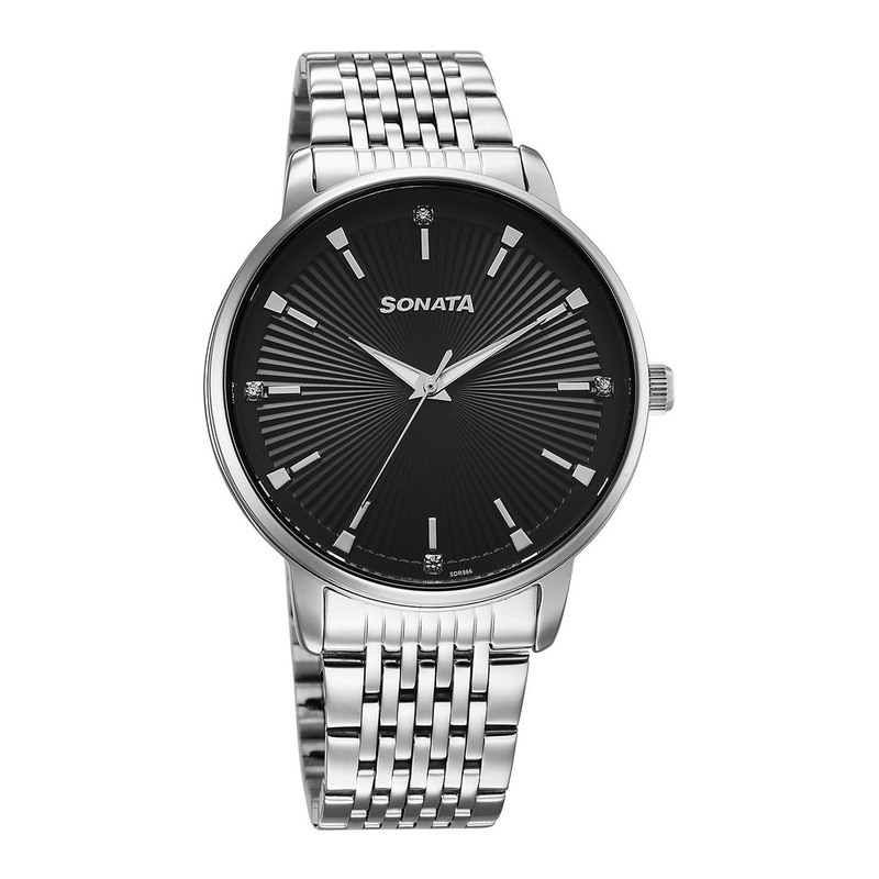 Sonata Eternia Men Brass Round Dial & Bracelet Style Straps Analogue Watch 77156SM03