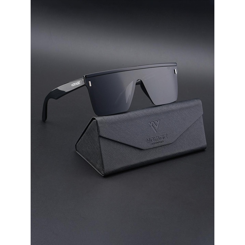 Voyage Unisex Black Lens & Black Wayfarer Sunglasses with Polarised Lens