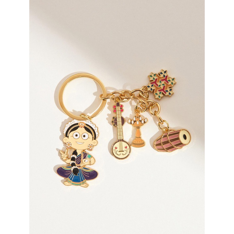 Chumbak Multicolor Bharatnatyam Metal Keychain