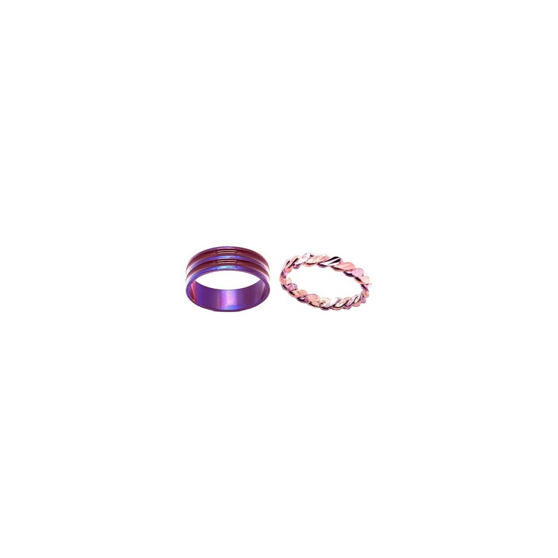 Dynamic Retail Global Set of 2 Rings for Men & Women, Purple-Gold Alloy Ring ()