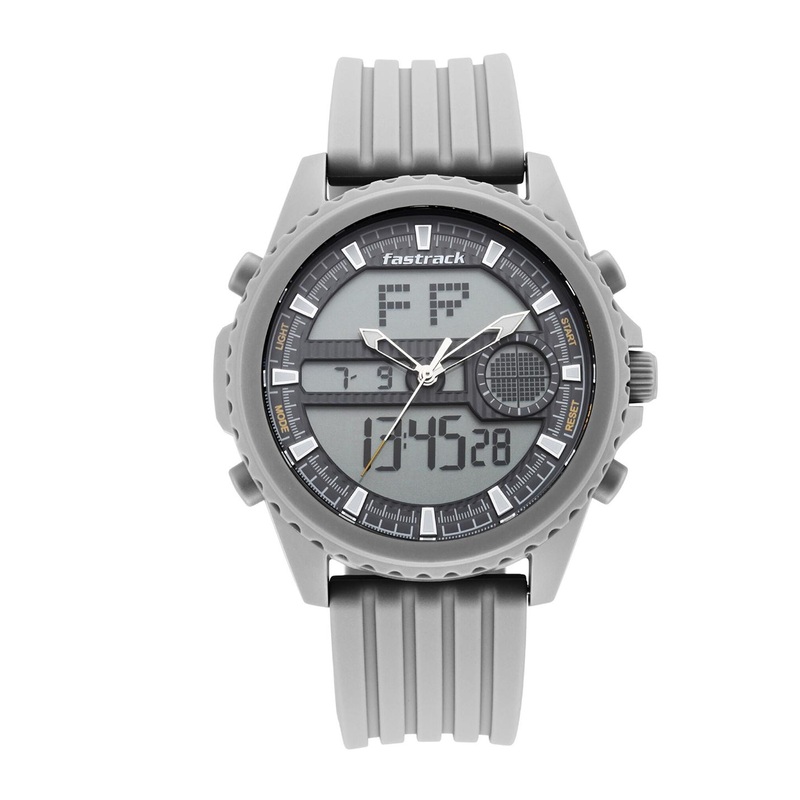 Fastrack Men Grey Printed Dial & Grey Strap Analogue & Digital Watch 38064PP02
