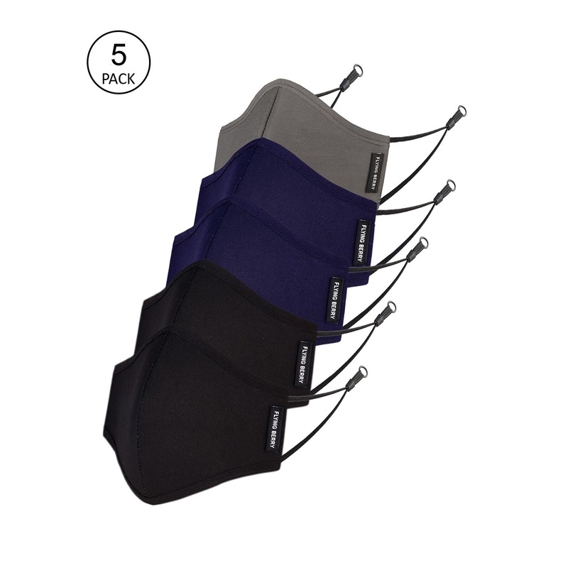FLYING BERRY Pack Of 5 Solid 3-Ply Anti-Pollution Reusable Face Masks