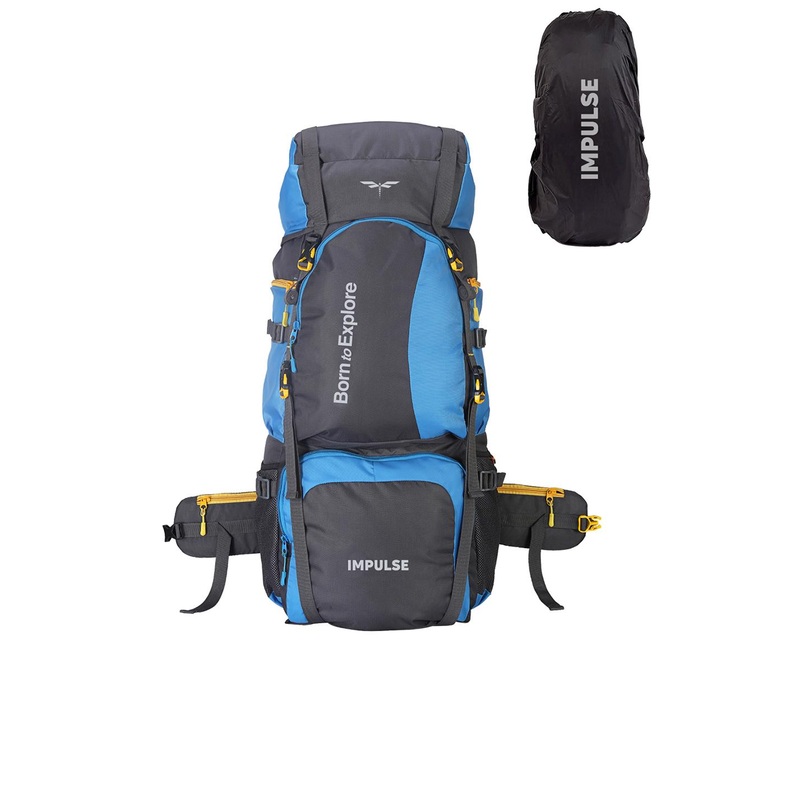 Impulse Blue & Black Colourblocked 80 Litres Waterproof Rucksack