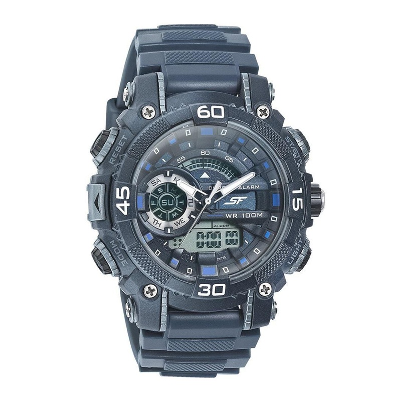 Sonata Men Patterned Dial & Textured Straps Analogue and Digital Watch NP77070PP09