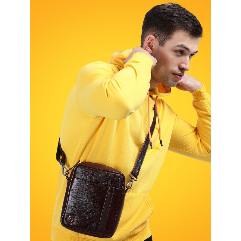 Tortoise Elmo Structured Genuine Leather Sling Bag