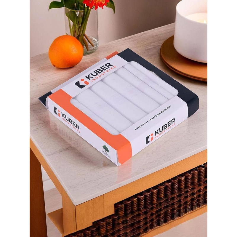 Kuber Industries Pack Of 6 White Cotton Handkerchief